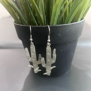 Mexican Alpaca Silver Cactus Earrings